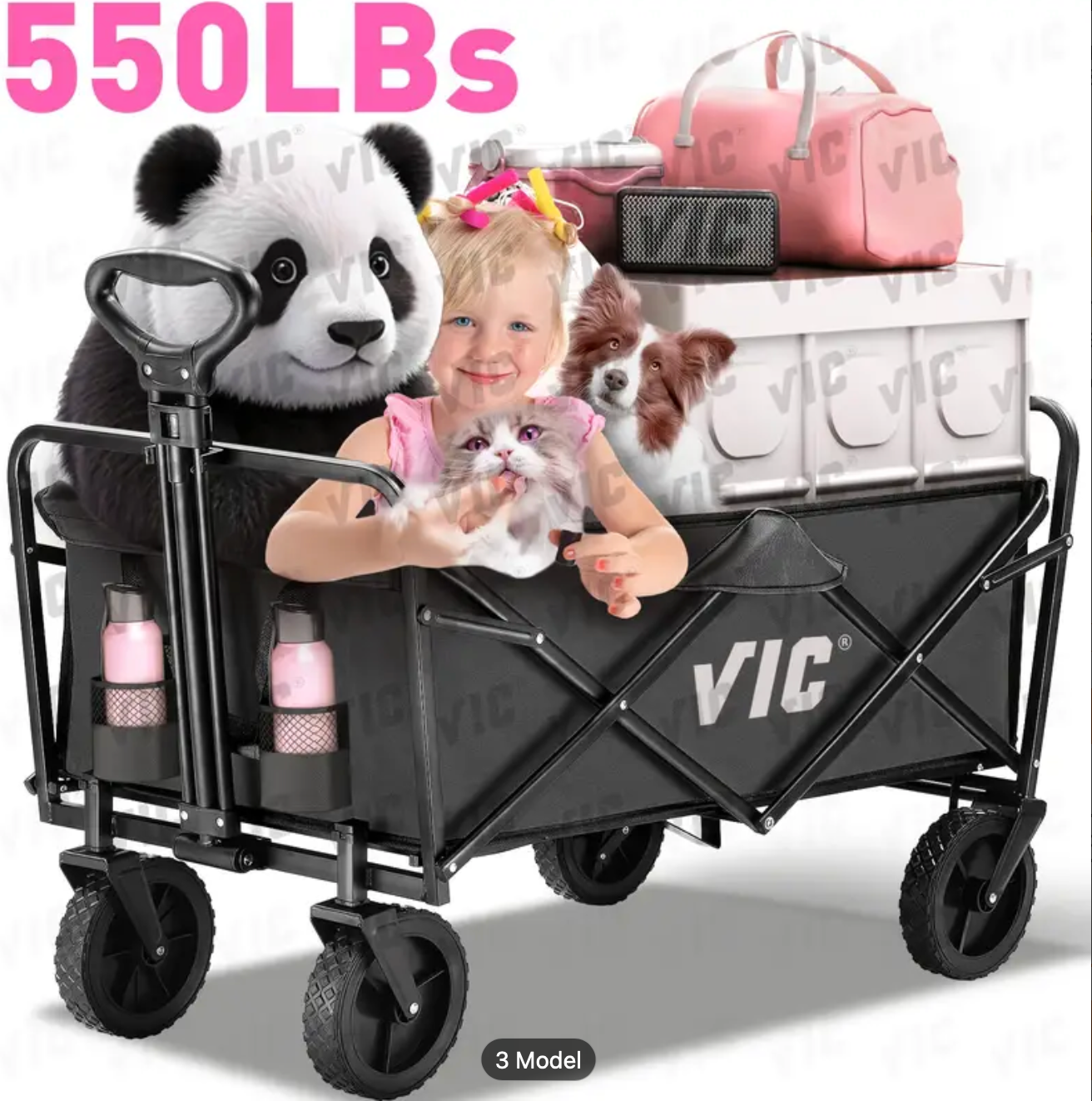 680-450LBS VIC Heavy Duty Collapsible Wagon Cart Capacity