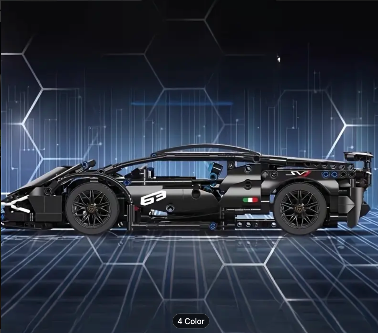 1314pcs Black Sports Car Building Block Toy Kit, Quick Assembly