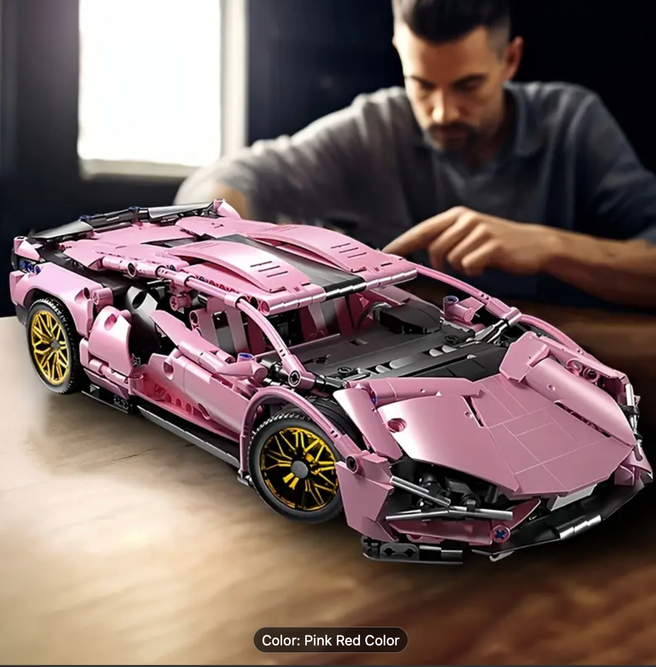 1314pcs Black Sports Car Building Block Toy Kit, Quick Assembly