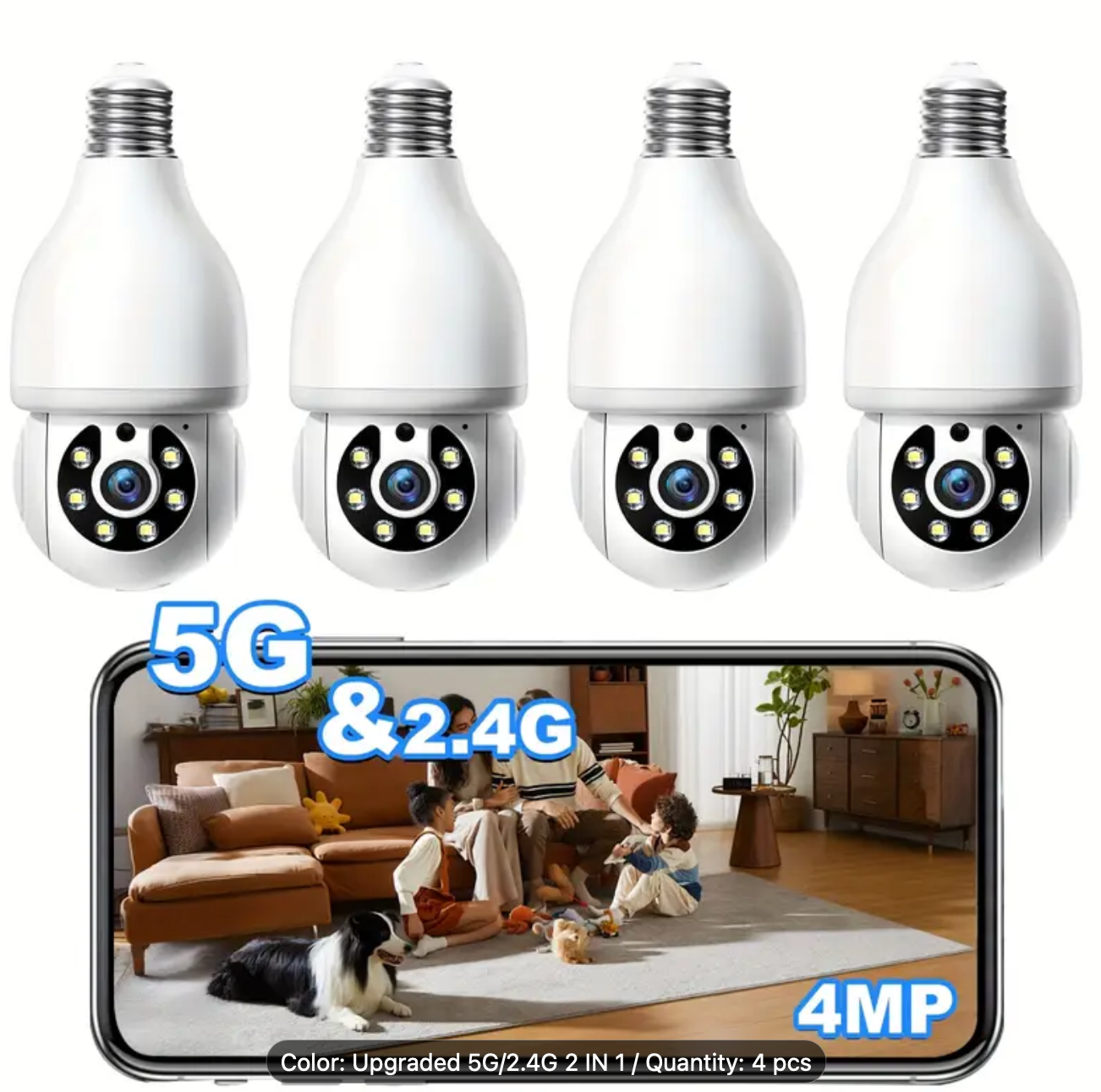Camera Outdoor Wireless 3MP 2K HD Lightbulb Cameras Indoor