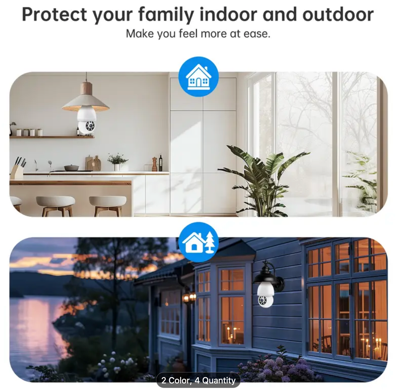 Camera Outdoor Wireless 3MP 2K HD Lightbulb Cameras Indoor