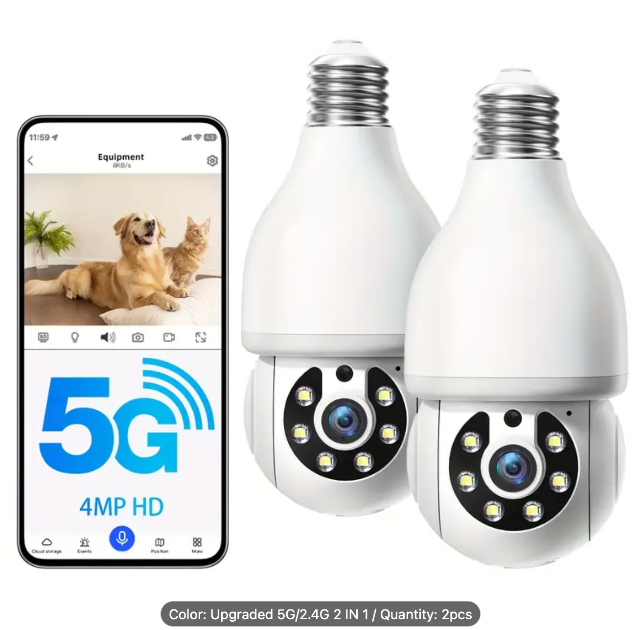 Camera Outdoor Wireless 3MP 2K HD Lightbulb Cameras Indoor