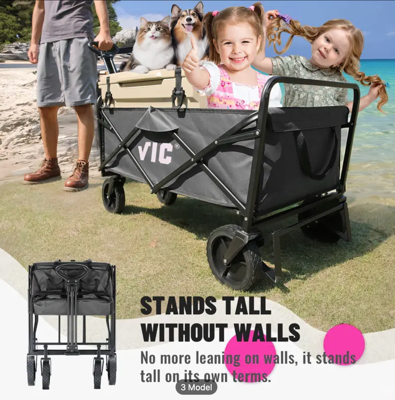 680-450LBS VIC Heavy Duty Collapsible Wagon Cart Capacity