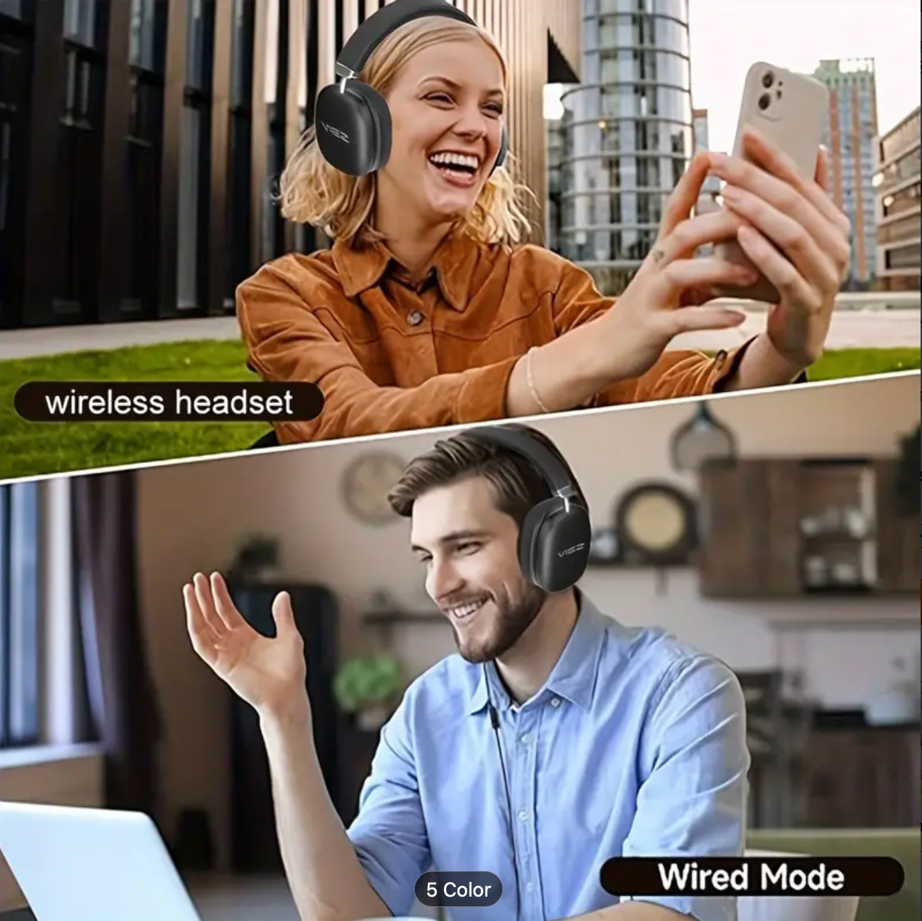 40-Hour Wireless Gaming Headset with Rich Bass, Crystal