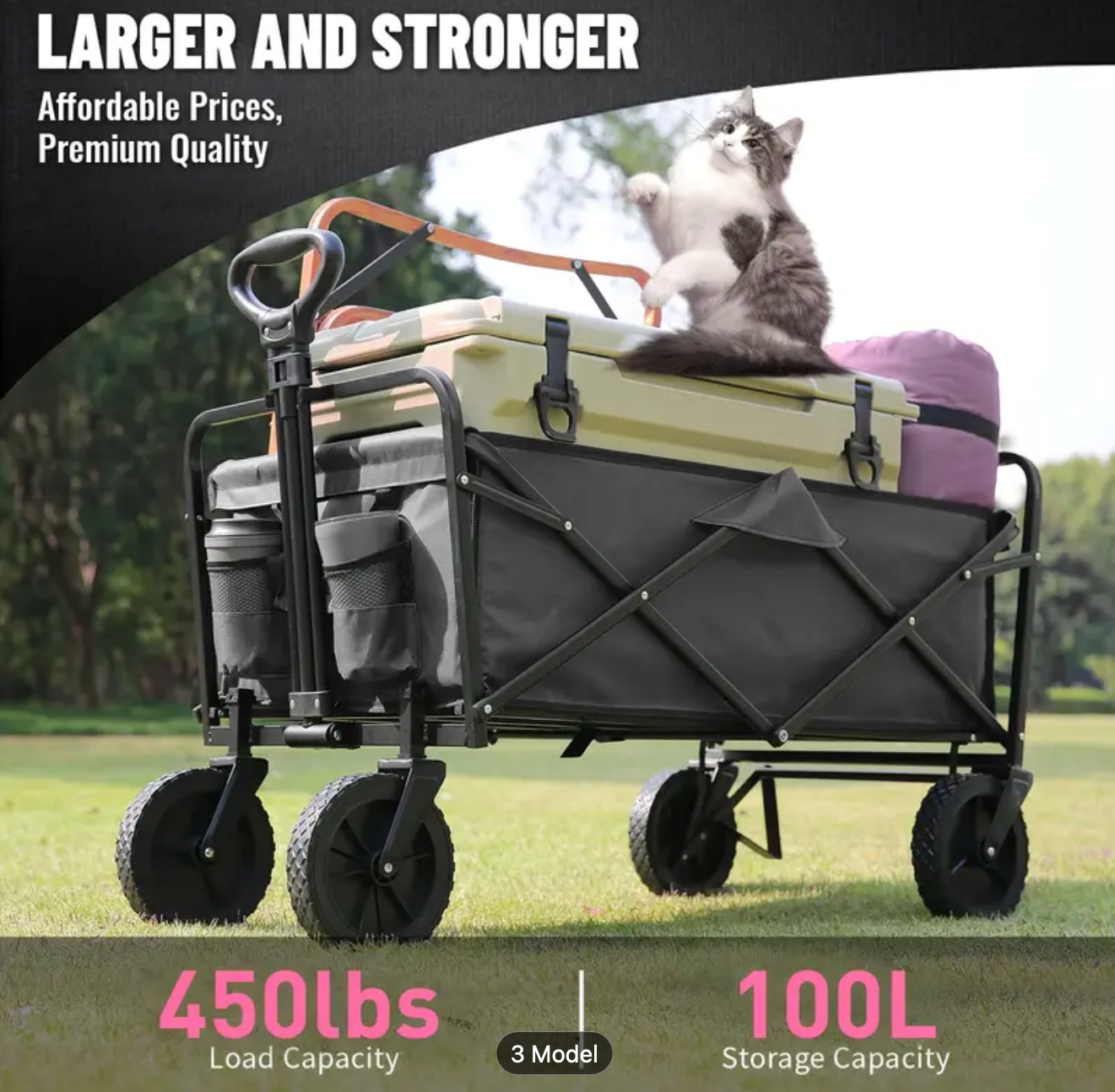 680-450LBS VIC Heavy Duty Collapsible Wagon Cart Capacity