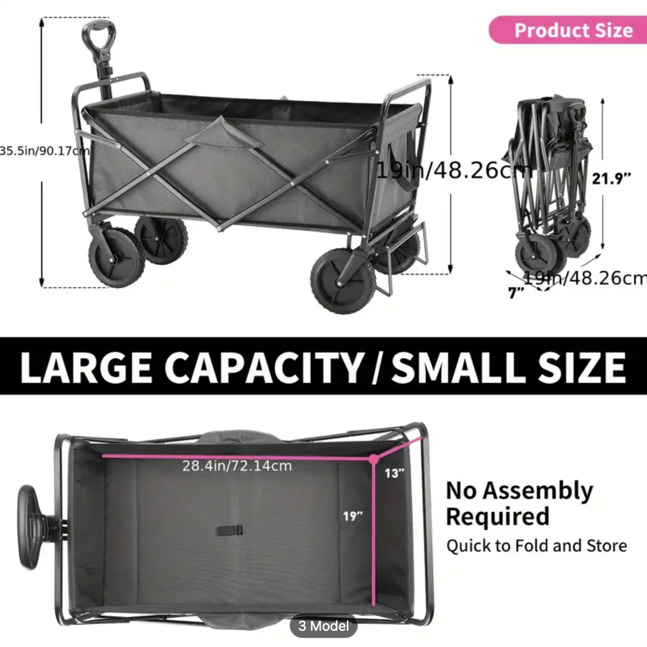 680-450LBS VIC Heavy Duty Collapsible Wagon Cart Capacity